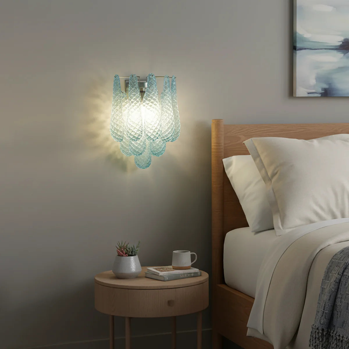 Murano Petals Glass Blue Wall Light - Nuvé