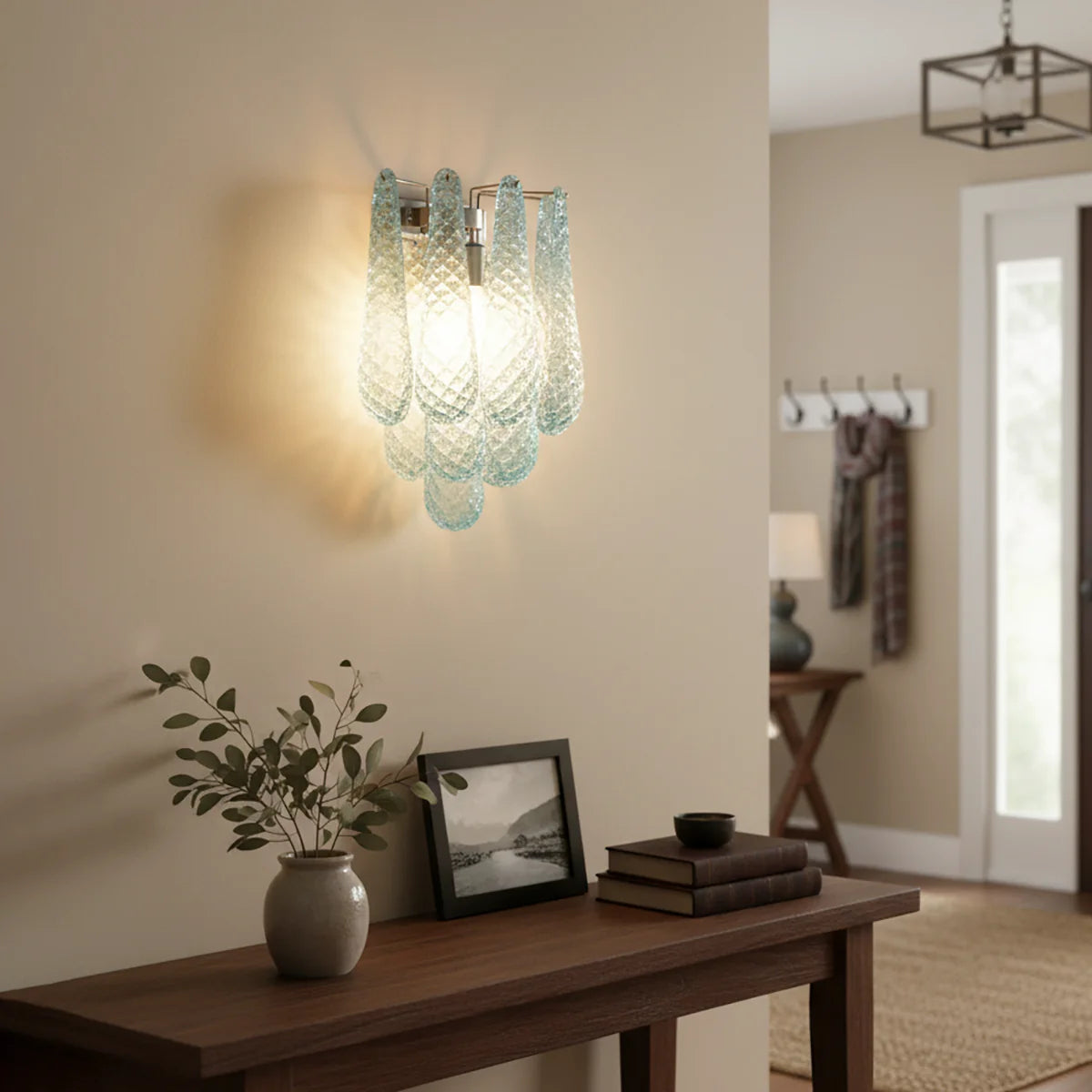 Murano Petals Glass Blue Wall Light - Nuvé