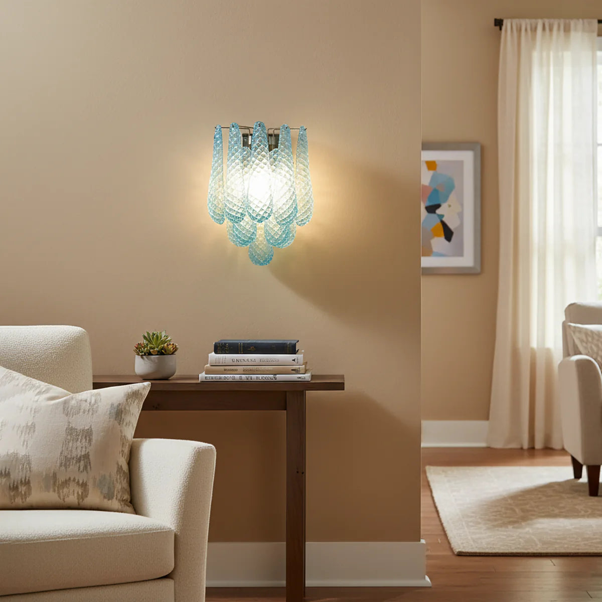 Murano Petals Glass Blue Wall Light - Nuvé