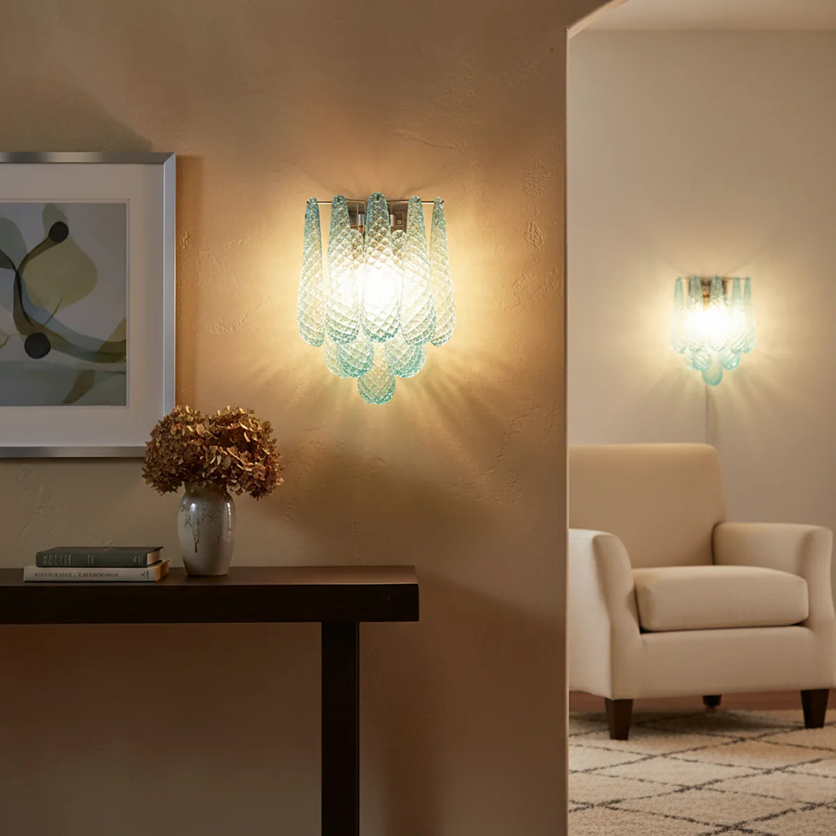 Murano Petals Glass Blue Wall Light - Nuvé