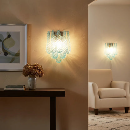 Murano Petals Glass Blue Wall Light