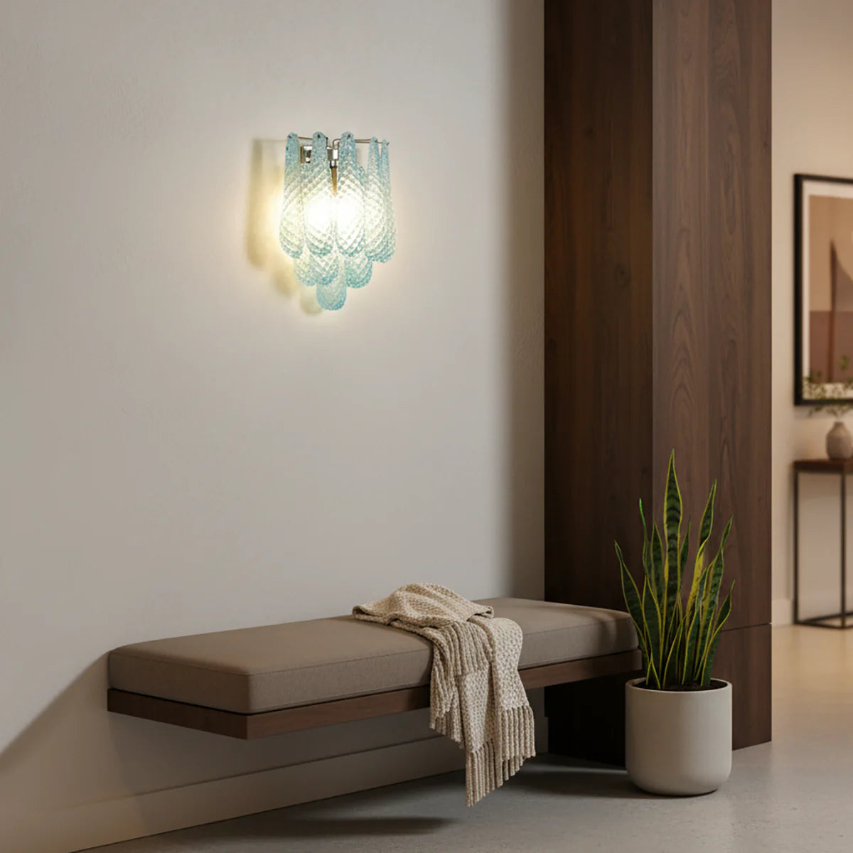 Murano Petals Glass Blue Wall Light - Nuvé