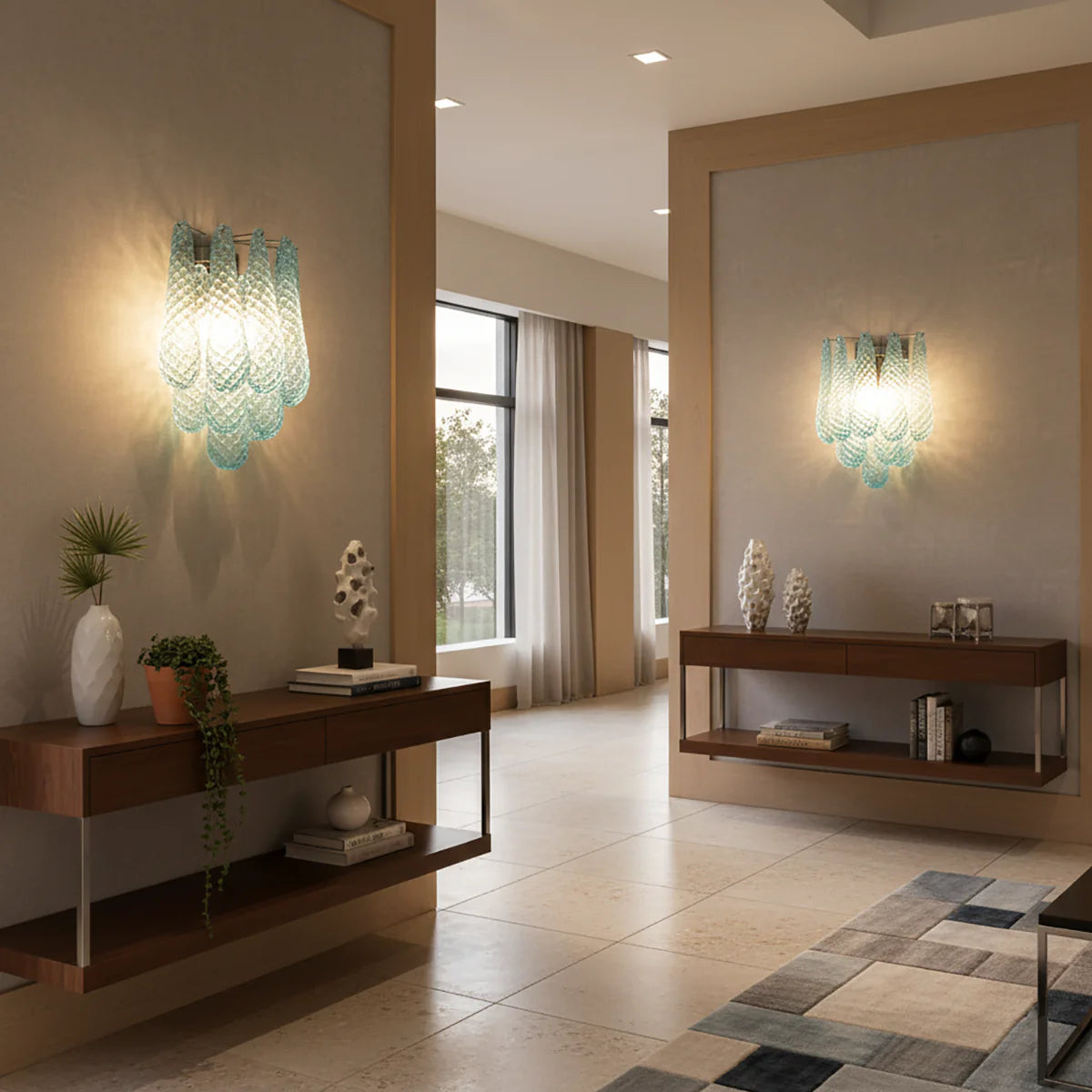 Murano Petals Glass Blue Wall Light - Nuvé