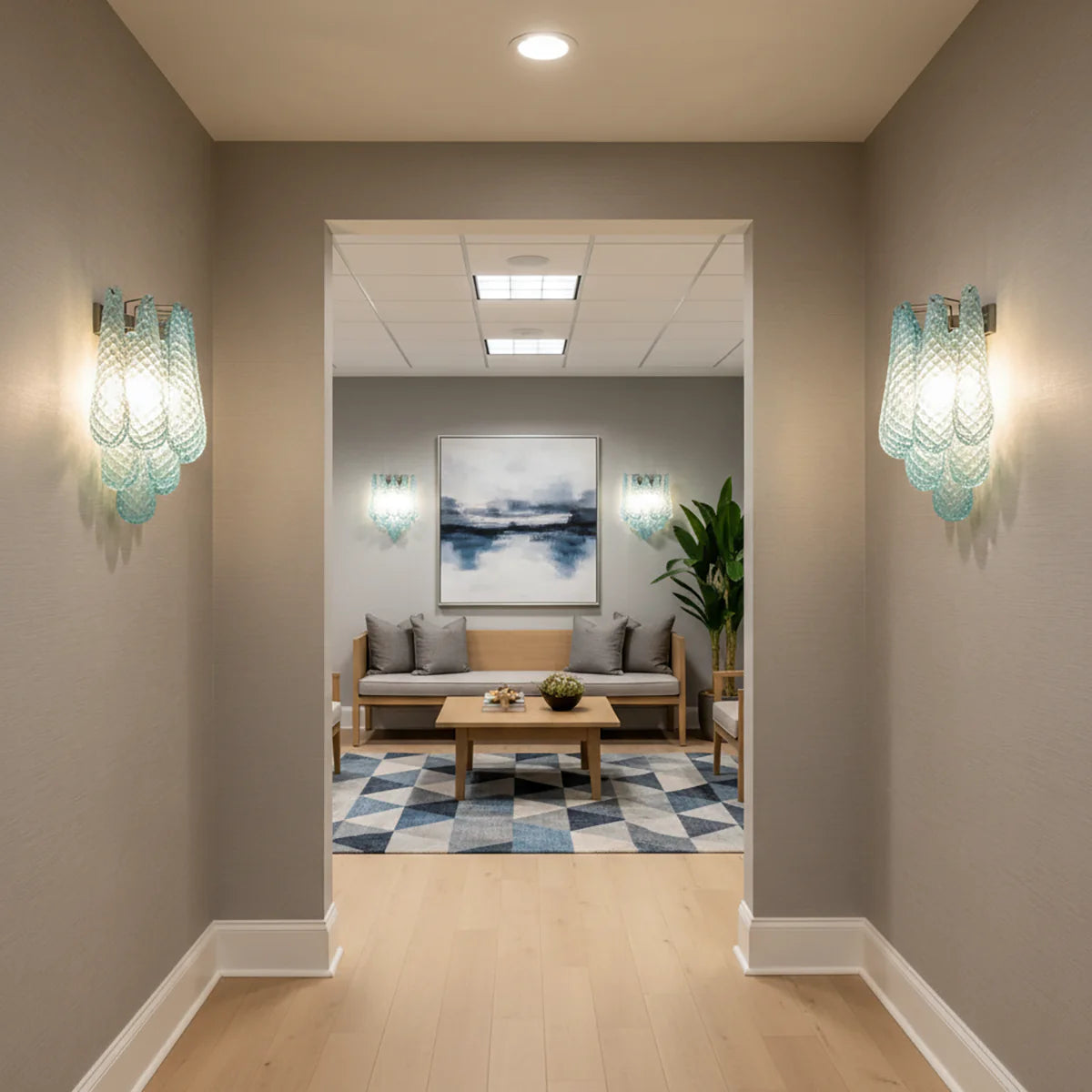 Murano Petals Glass Blue Wall Light - Nuvé