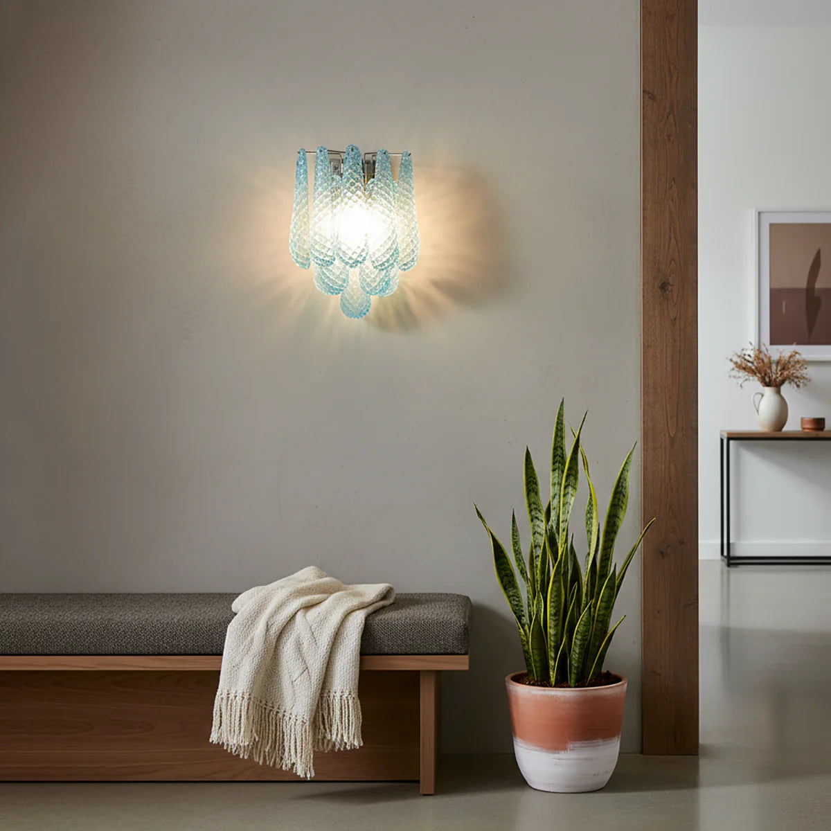 Murano Petals Glass Blue Wall Light - Nuvé