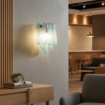 Murano Petals Glass Blue Wall Light - Nuvé