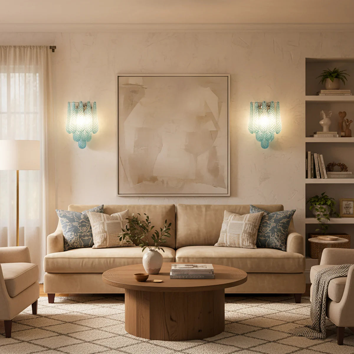 Murano Petals Glass Blue Wall Light - Nuvé