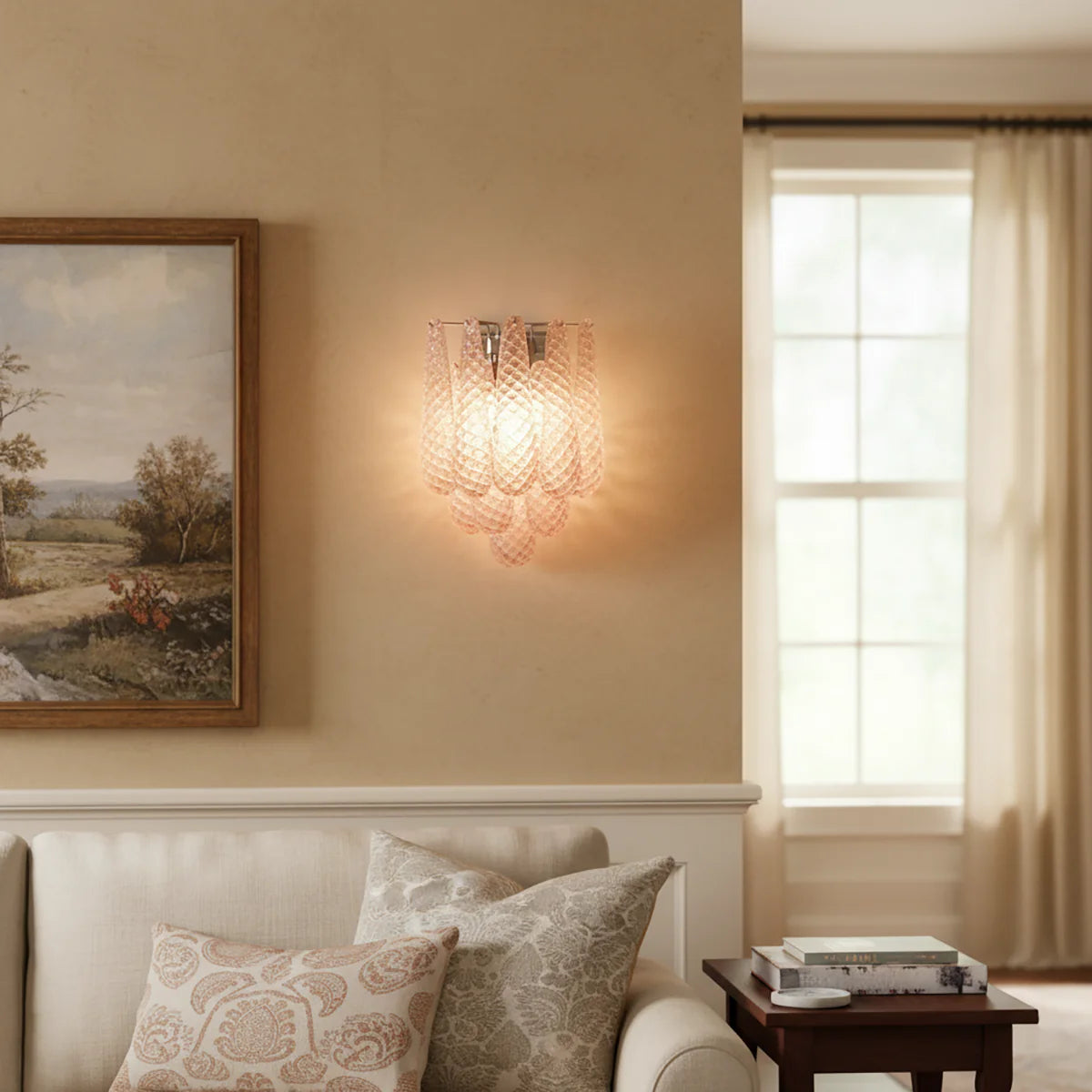 Murano Petals Glass Pink Wall Light