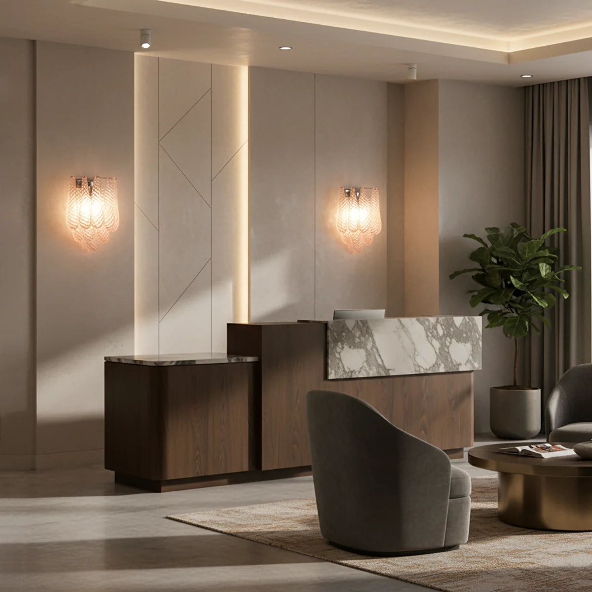 Murano Petals Glass Pink Wall Light