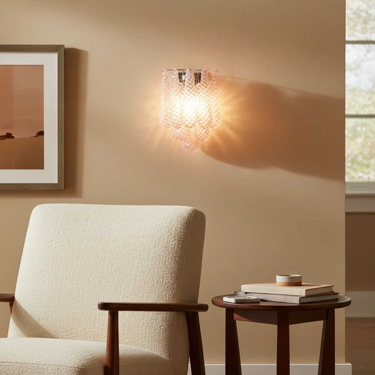 Murano Petals Glass Pink Wall Light