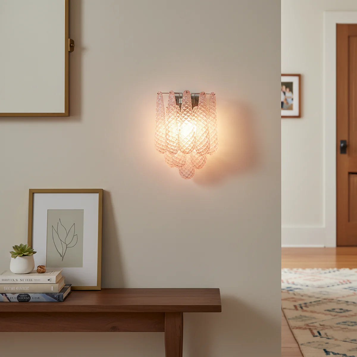 Murano Petals Glass Pink Wall Light