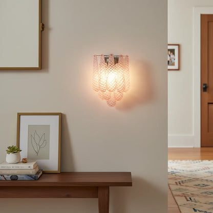 Murano Petals Glass Pink Wall Light