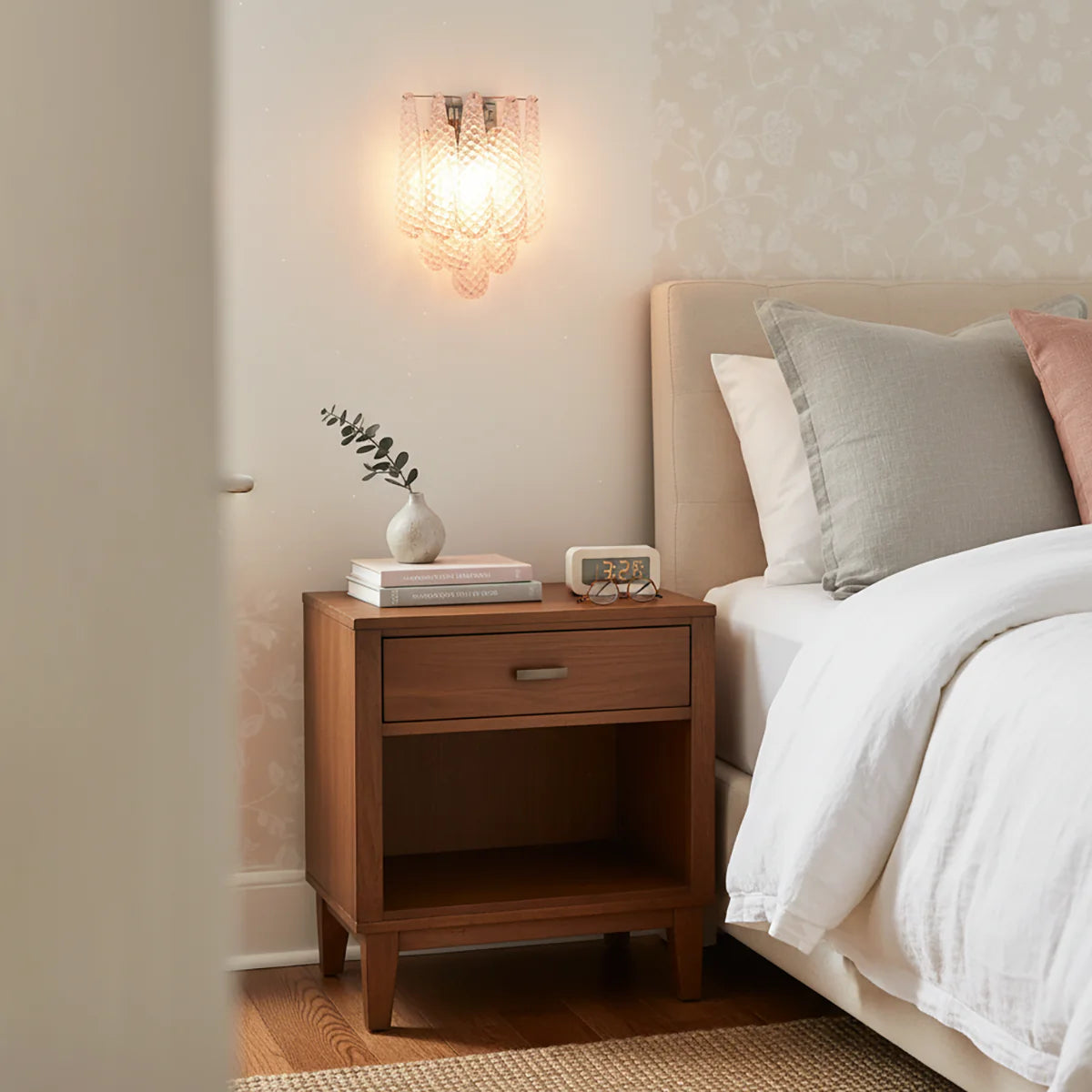 Murano Petals Glass Pink Wall Light