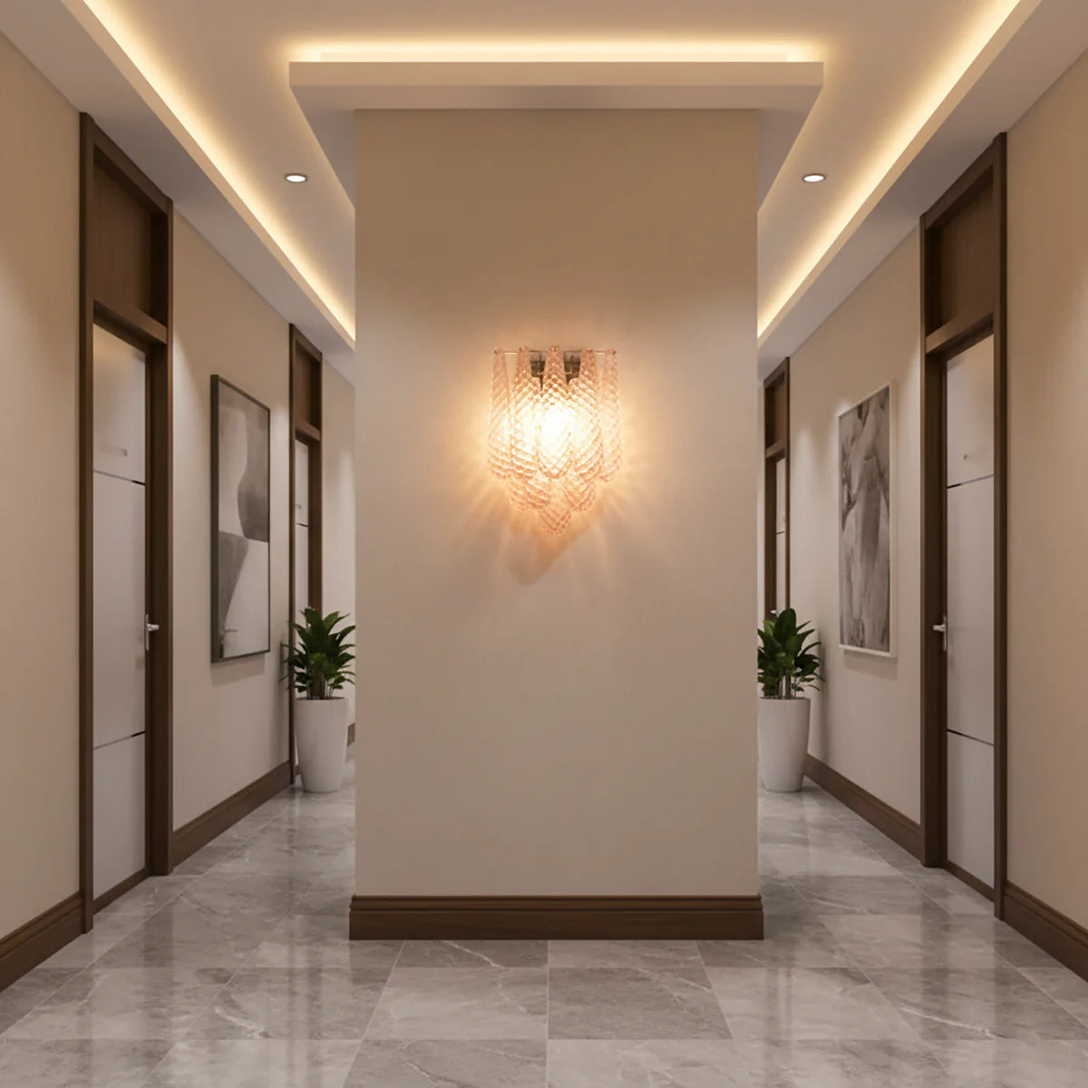 Murano Petals Glass Pink Wall Light