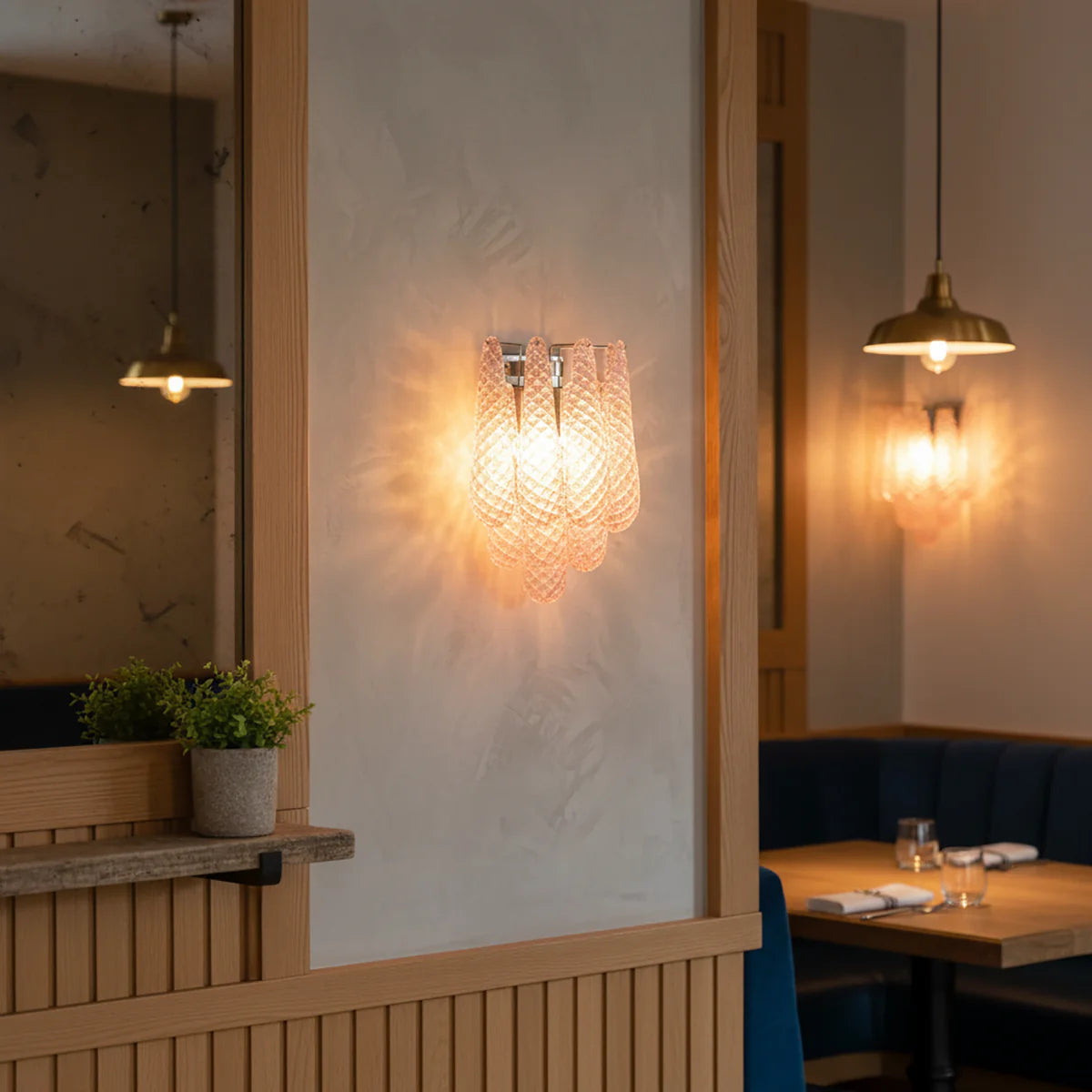 Murano Petals Glass Pink Wall Light