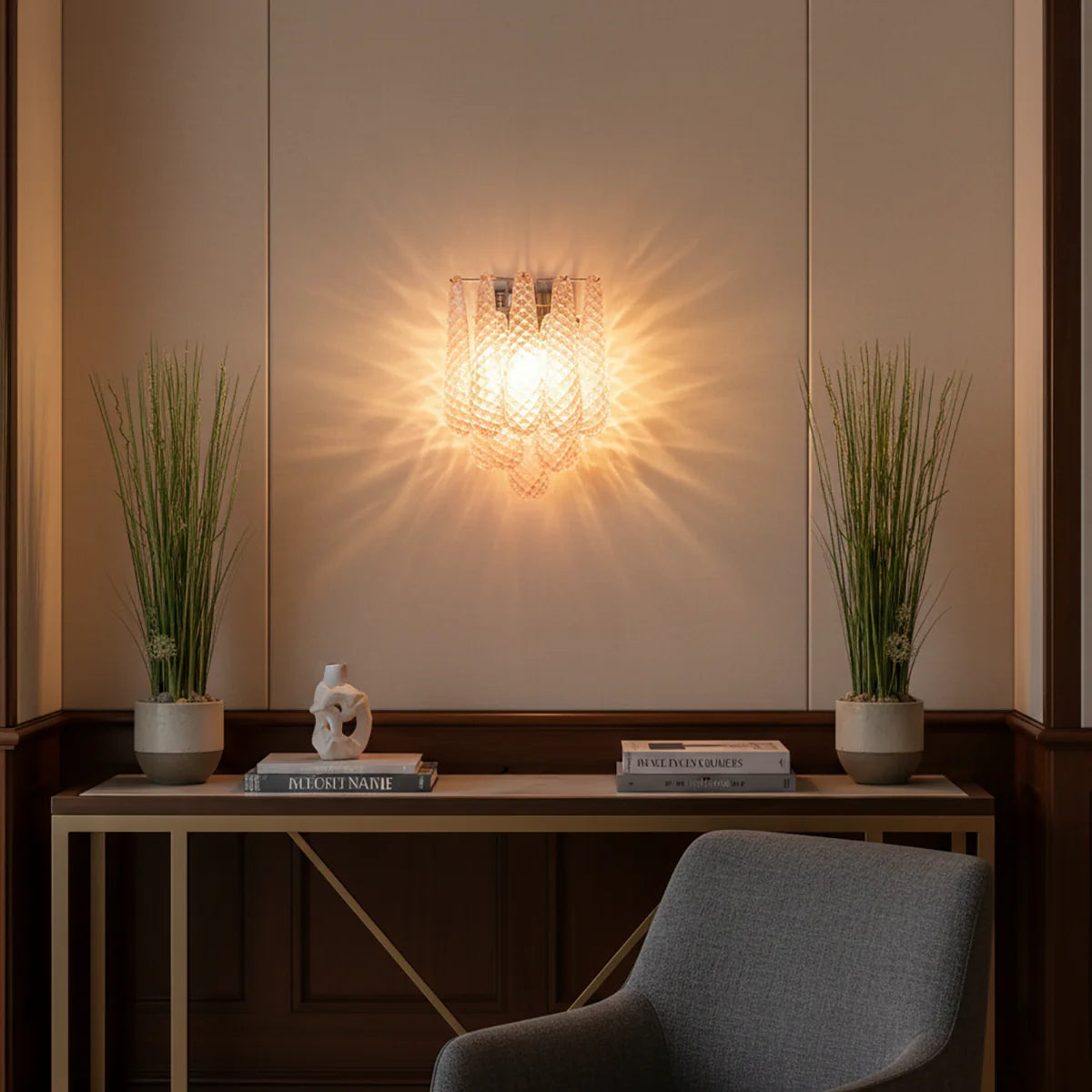 Murano Petals Glass Pink Wall Light