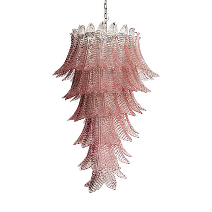 Murano Pink Felch Spiral Chandelier - Nuvé
