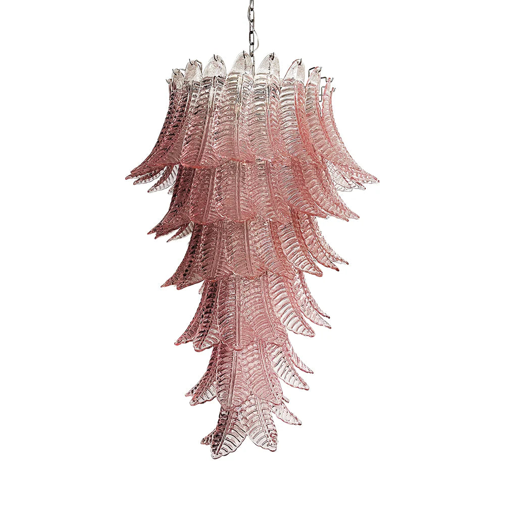 Murano Pink Felch Spiral Chandelier - Nuvé