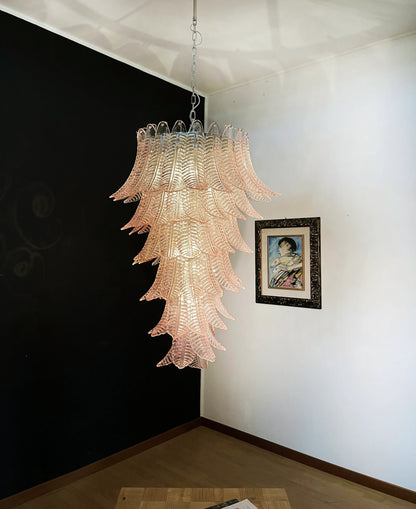 Murano Pink Felch Spiral Chandelier - Nuvé