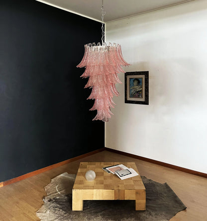 Murano Pink Felch Spiral Chandelier - Nuvé