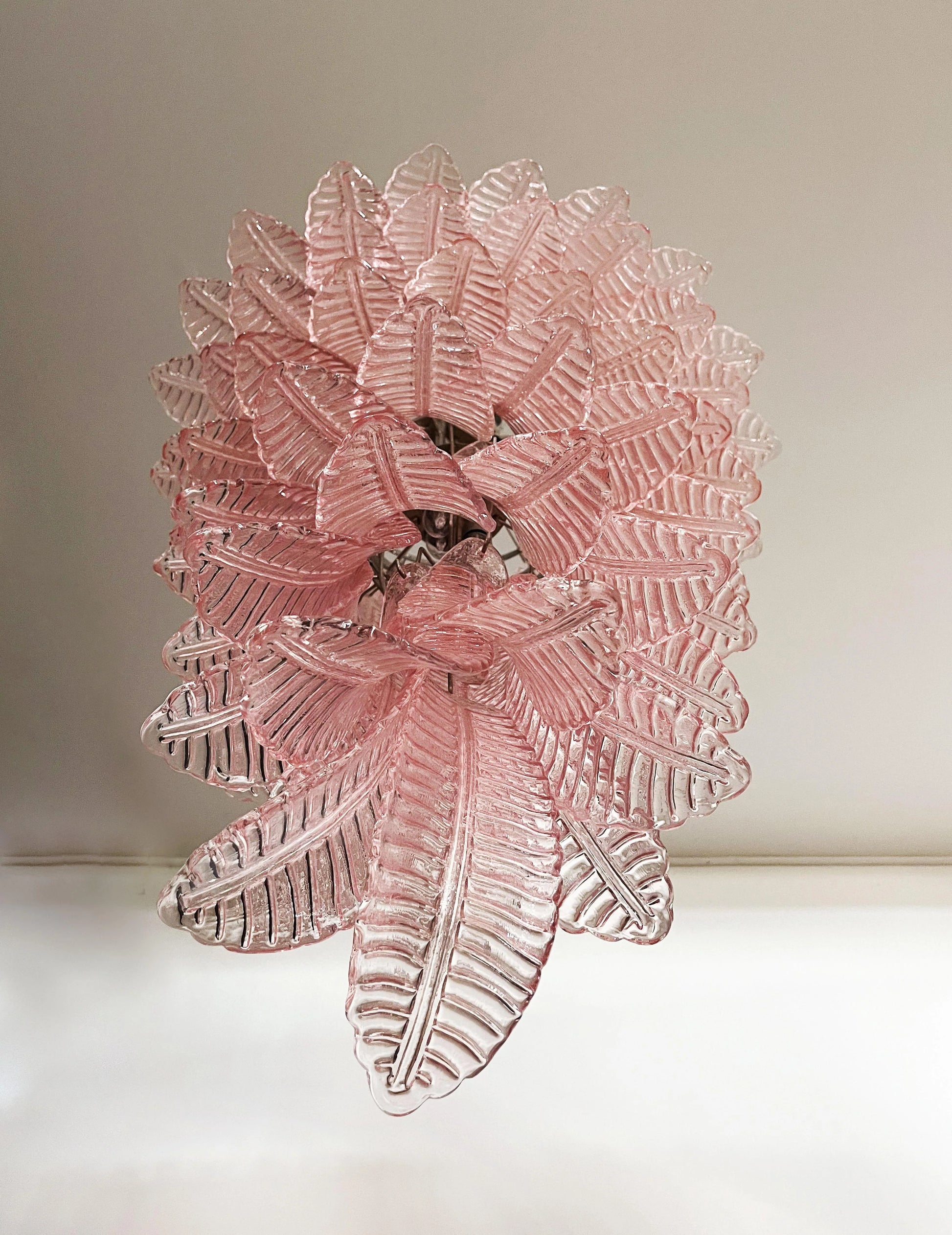 Murano Pink Felch Spiral Chandelier - Nuvé