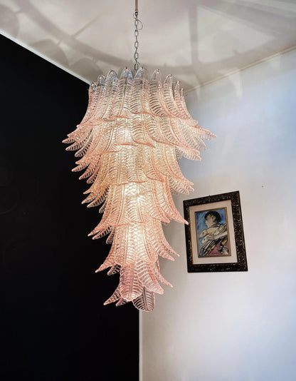 Murano Pink Felch Spiral Chandelier - Nuvé