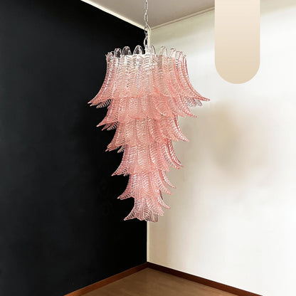 Murano Pink Felch Spiral Chandelier - Nuvé