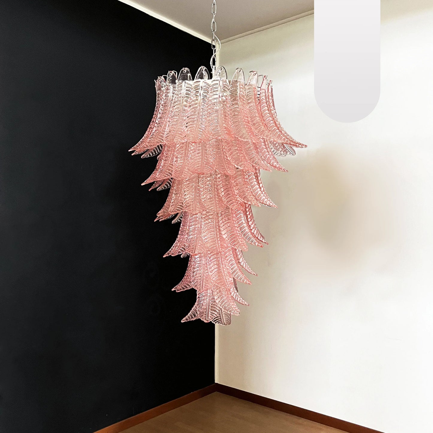 Murano Pink Felch Spiral Chandelier - Nuvé