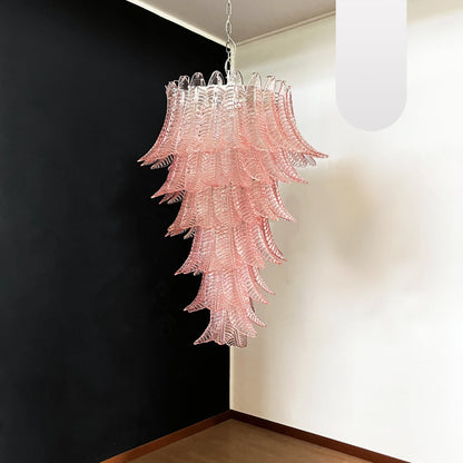 Murano Pink Felch Spiral Chandelier - Nuvé