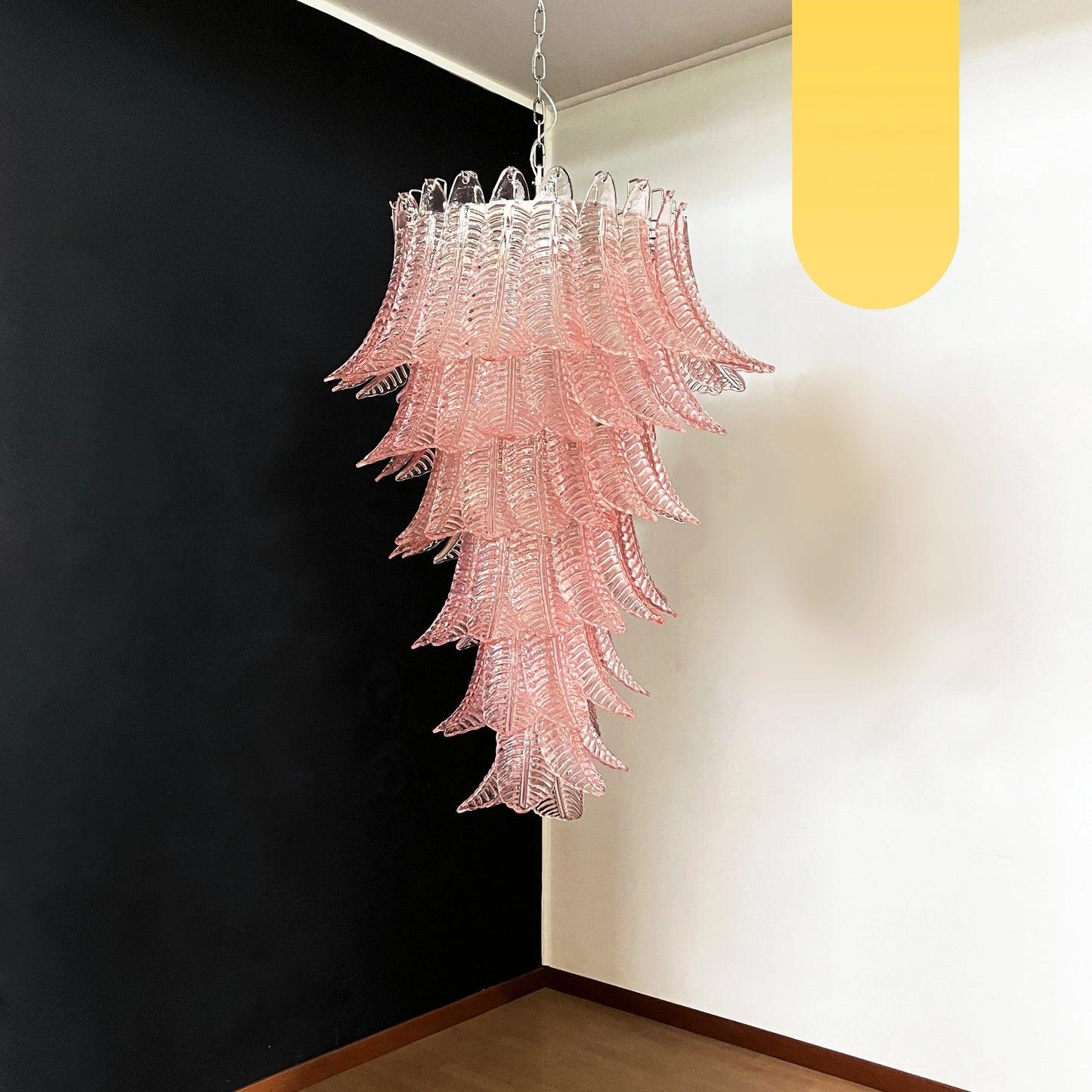 Murano Pink Felch Spiral Chandelier - Nuvé