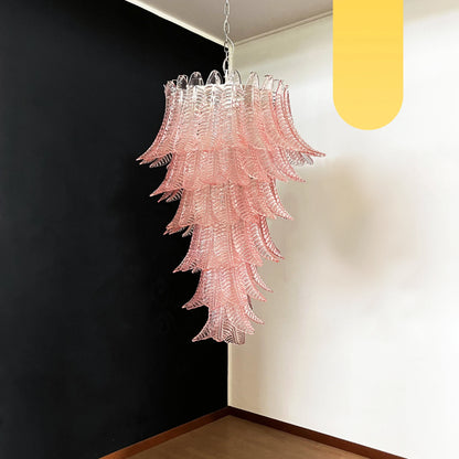 Murano Pink Felch Spiral Chandelier - Nuvé