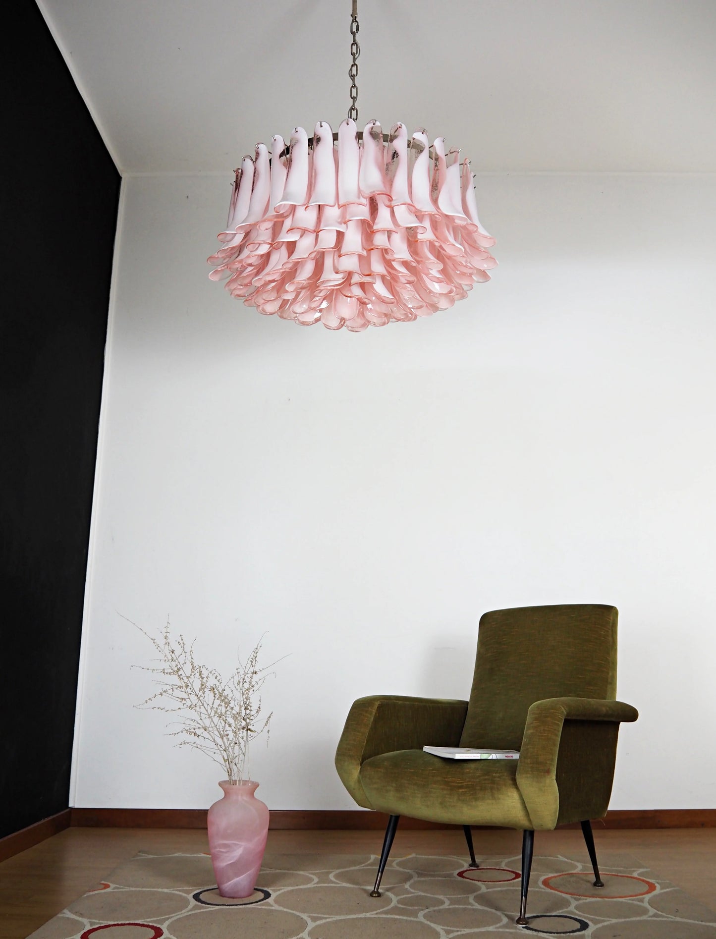 Murano Pink Glass Petal Chandelier - Nuvé