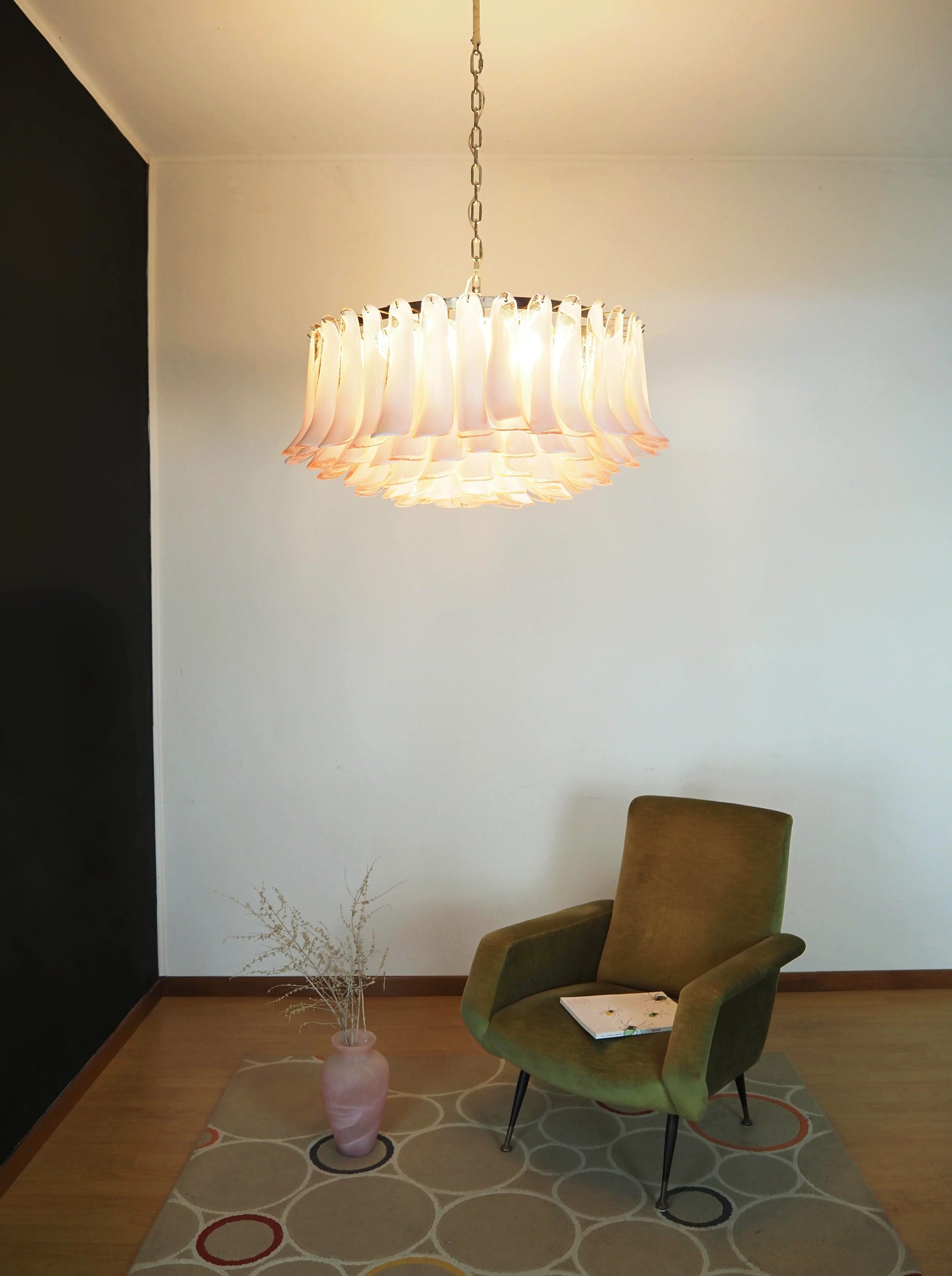 Murano Pink Glass Petal Chandelier - Nuvé