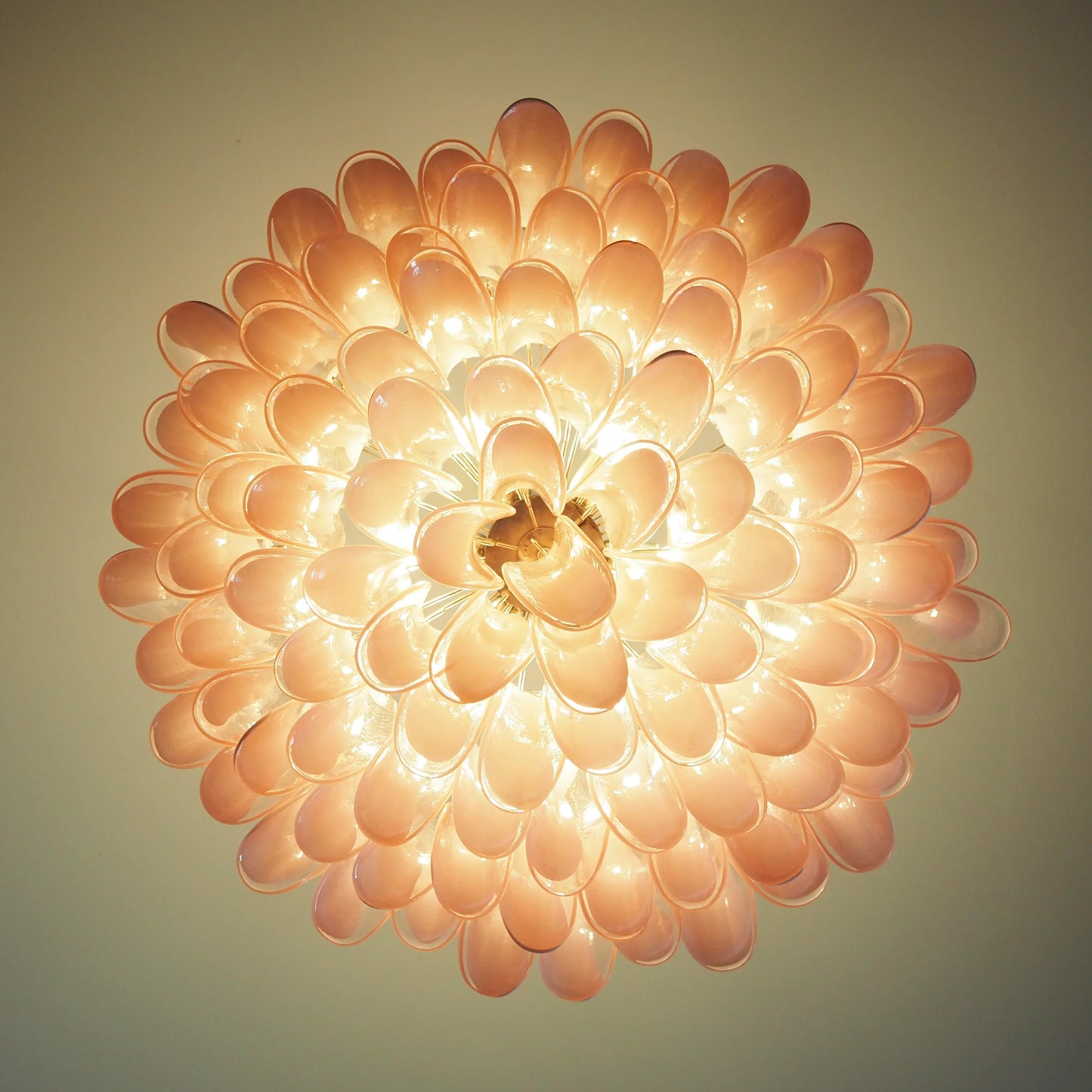 Murano Pink Glass Petal Chandelier - Nuvé