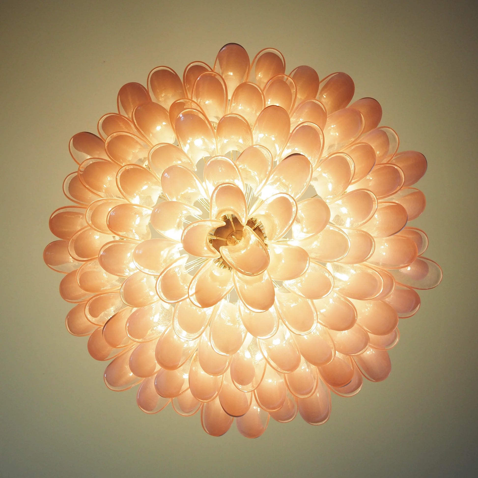 Murano Pink Glass Petal Chandelier - Nuvé