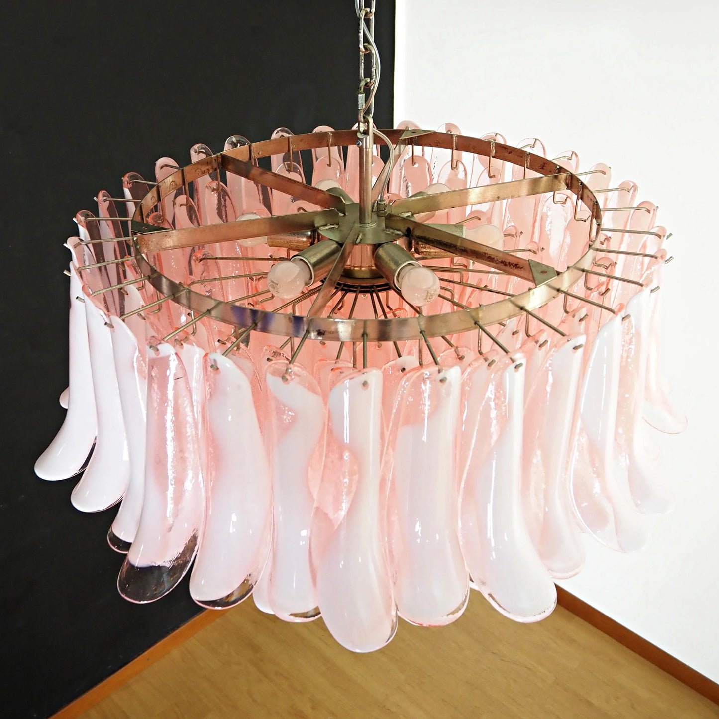 Murano Pink Glass Petal Chandelier - Nuvé