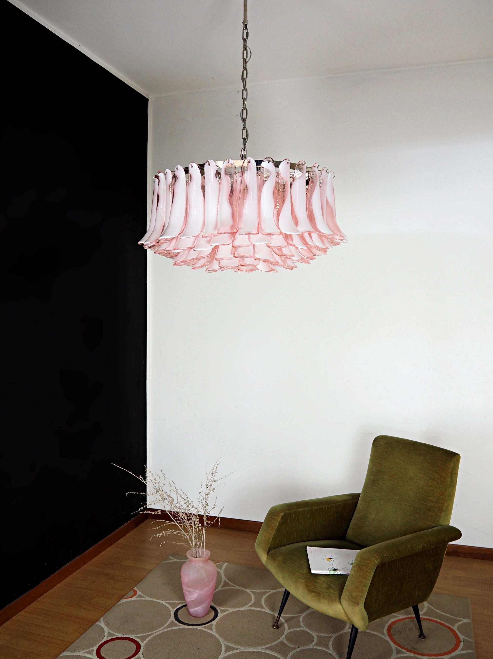 Murano Pink Glass Petal Chandelier - Nuvé