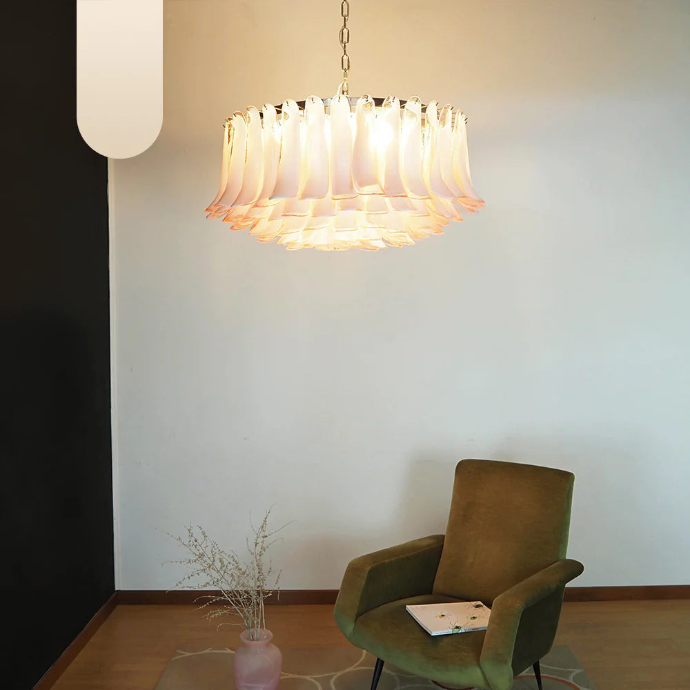 Murano Pink Glass Petal Chandelier - Nuvé