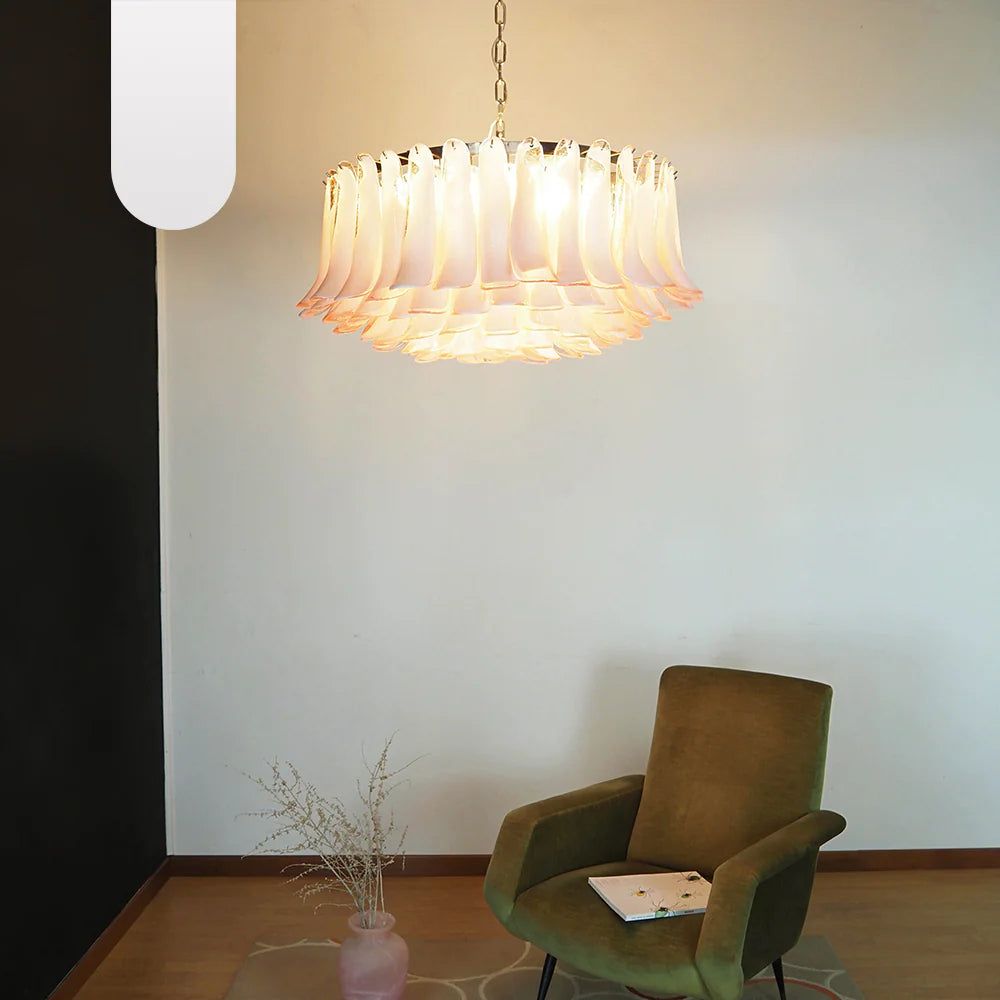 Murano Pink Glass Petal Chandelier - Nuvé