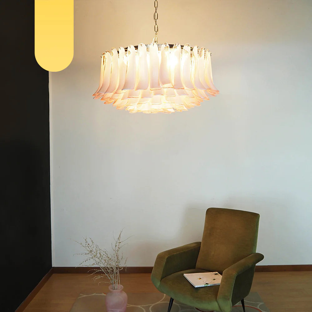 Murano Pink Glass Petal Chandelier - Nuvé
