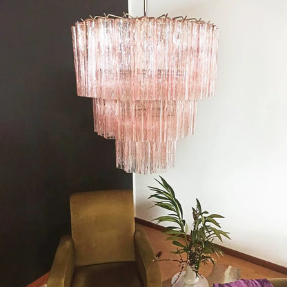Murano Pink Glass Tube Chandelier - Nuvé