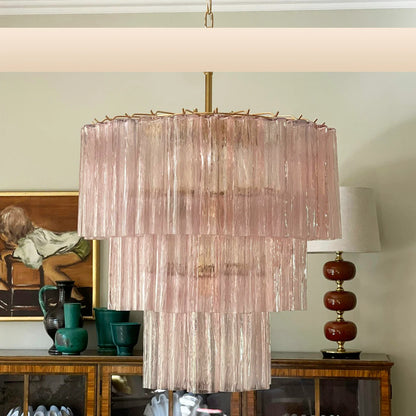 Murano Pink Glass Tube Chandelier - Nuvé
