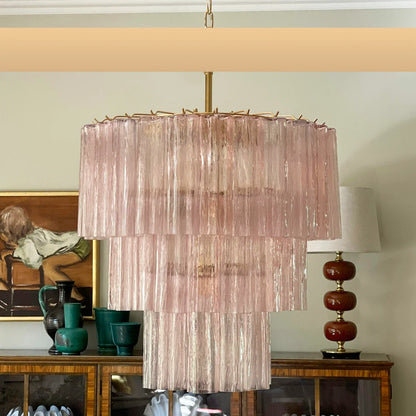 Murano Pink Glass Tube Chandelier - Nuvé