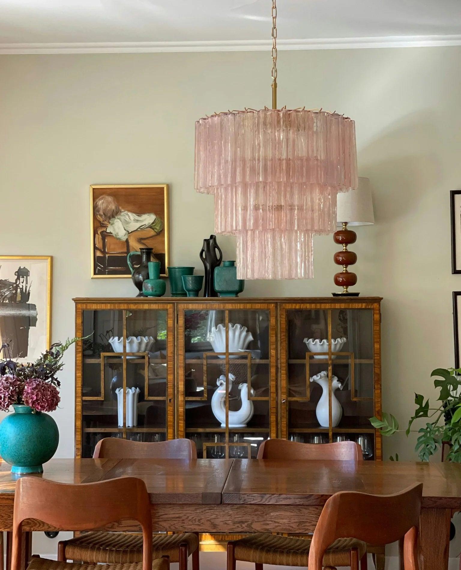 Murano Pink Glass Tube Chandelier - Nuvé