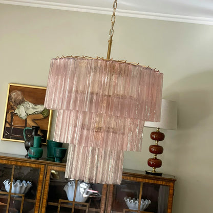Murano Pink Glass Tube Chandelier - Nuvé