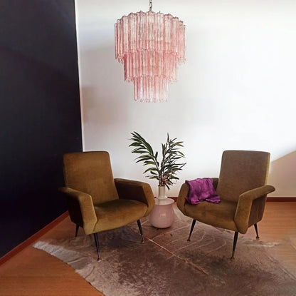 Murano Pink Glass Tube Chandelier - Nuvé