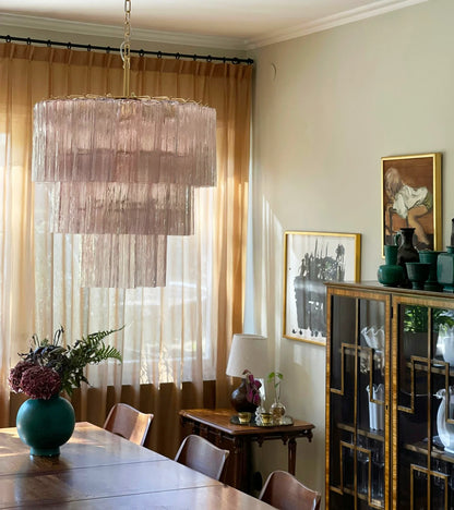 Murano Pink Glass Tube Chandelier - Nuvé