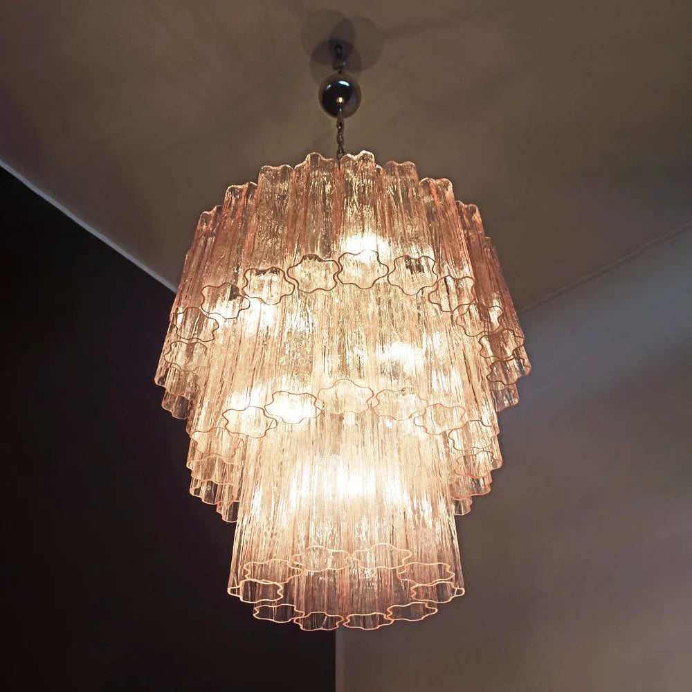 Murano Pink Glass Tube Chandelier - Nuvé