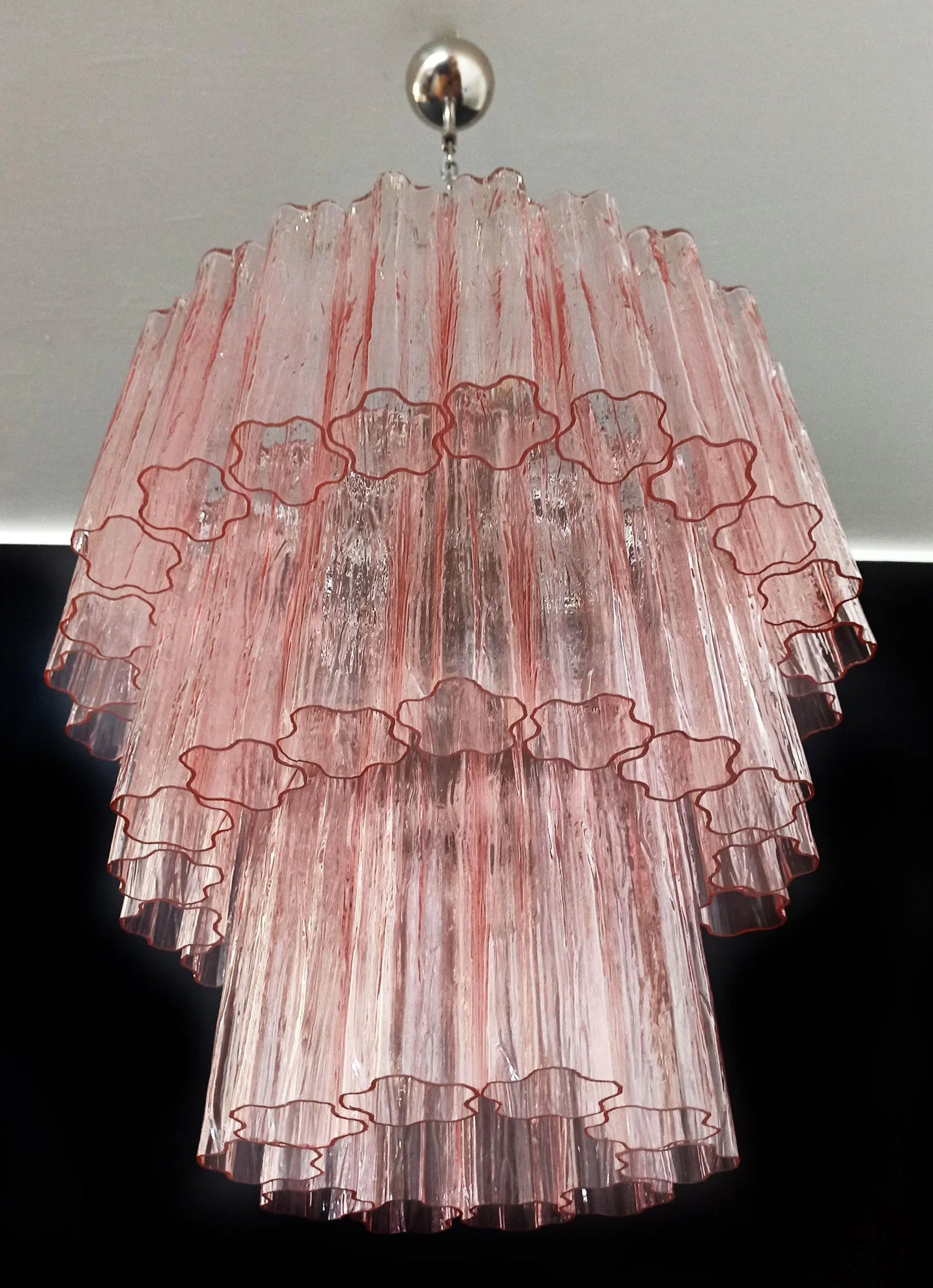 Murano Pink Glass Tube Chandelier - Nuvé