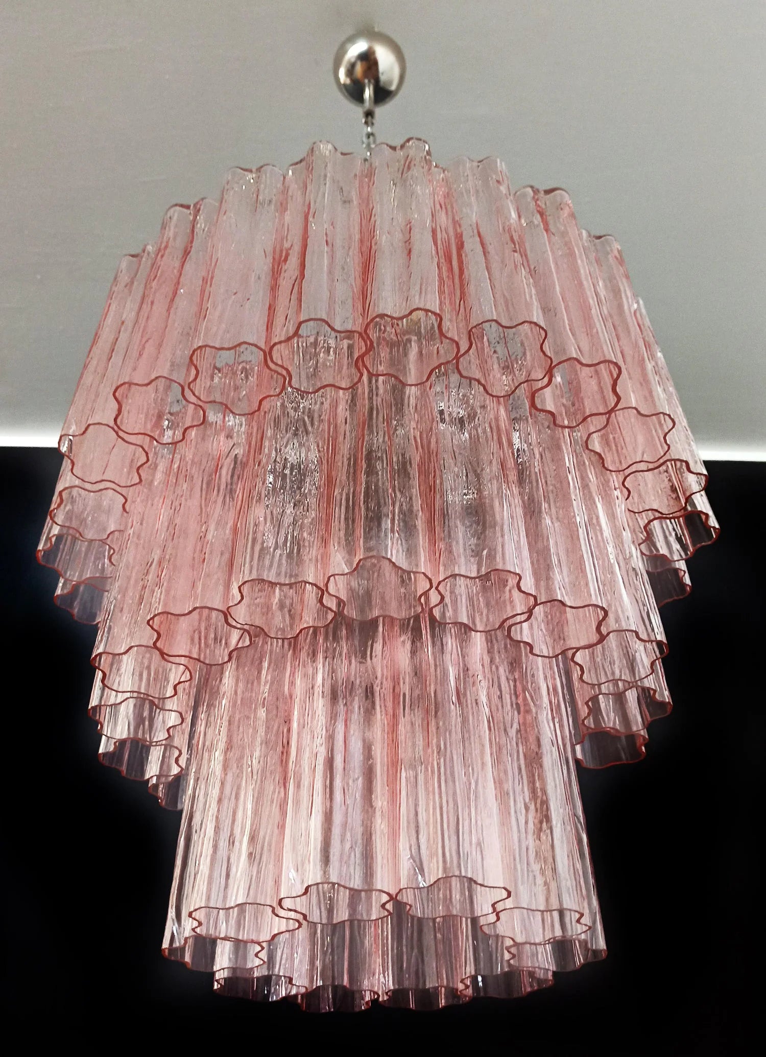 Murano Pink Glass Tube Chandelier - Nuvé